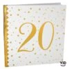 Livre D'or Blanc Et Or Effet Métallisé 20 Ans 24 Cm X 24 Cm -Vacances Vaisselle Magasin product 495