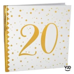 Livre D'or Blanc Et Or Effet Métallisé 20 Ans 24 Cm X 24 Cm