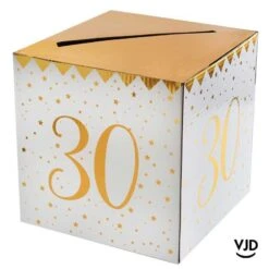 Tirelire Carton Blanche Et Or Métallisé 30 Ans