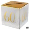 Tirelire Carton Blanche Et Or Métallisé 60 Ans -Vacances Vaisselle Magasin product 522