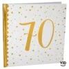Livre D'or Blanc Et Or Effet Métallisé 70 Ans 24 Cm X 24 Cm -Vacances Vaisselle Magasin product 523