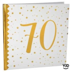 Livre D'or Blanc Et Or Effet Métallisé 70 Ans 24 Cm X 24 Cm