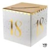 Tirelire Carton Blanche Et Or Métallisé 18 Ans -Vacances Vaisselle Magasin product 526