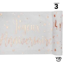 Chemin De Table Joyeux Anniversaire Rose Gold Métallisé 3 M