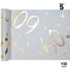 Chemin De Table Blanc Et Or Effet Métallisé 60 Ans 5 M -Vacances Vaisselle Magasin product 535