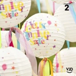 2 Lanternes Papier Anniversaire Festif Multicolore