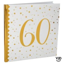 Livre D'or Blanc Et Or Effet Métallisé 60 Ans 24 Cm X 24 Cm