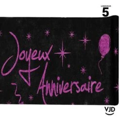 Chemin De Table Joyeux Anniversaire Noir Et Fuchsia 5 M