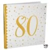 Livre D'or Blanc Et Or Effet Métallisé 80 Ans 24 Cm X 24 Cm