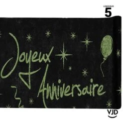 Chemin De Table Joyeux Anniversaire Noir Et Vert 5 M