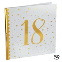 Livre D'or Blanc Et Or Effet Métallisé 18 Ans 24 Cm X 24 Cm