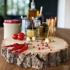 Rondin En Bois Naturel Massif Centre De Table 26 X 4 Cm