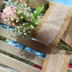 Ruban De Table Jute Dentelle 5 M -Vacances Vaisselle Magasin ruban de table jute dentelle 5 metres 2