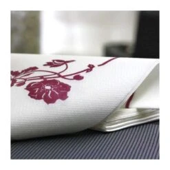 50 Serviettes En Non-tissé Magnolia Bordeaux 40 X 40 Cm