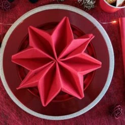 50 Serviettes élégance Non-tissées Rouge 40 X 40 Cm -Vacances Vaisselle Magasin serviette en non tisse rouge 40 x 40cm 3