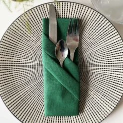 50 Serviettes élégance Non-tissées Vert Sapin 40 X 40 Cm -Vacances Vaisselle Magasin serviette en non tisse vert sapin 40 x 40cm 5