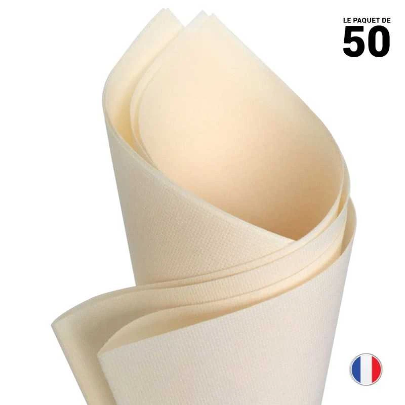 50 Serviettes En Non-tissé Façon Lin Ivoire 40 X 40 Cm 4 50 Serviettes En Non-tissé Façon Lin Ivoire 40 X 40 Cm – Image 2