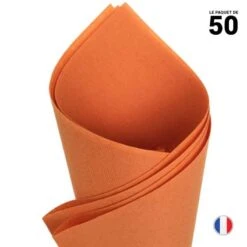 50 Serviettes En Non-tissé Façon Lin Papaye 40 X 40cm -Vacances Vaisselle Magasin serviette non tisse facon lin papaye 40cmx40cm par 50 1