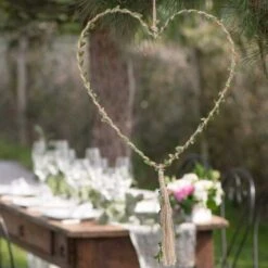 Suspension Cœur Bucolique En Corde 60 Cm -Vacances Vaisselle Magasin suspension coeur bucolique en corde 60 cm 1