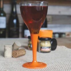 10 Verres à Pied Premium Orange -Vacances Vaisselle Magasin verres a pied premium orange lavables reutilisables 3