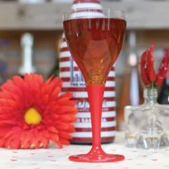10 Verres à Pied Premium Rouge -Vacances Vaisselle Magasin verres a pied premium rouge lavables reutilisables 3