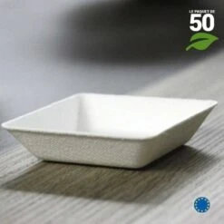 50 Verrines Carrées Fibres Naturelles -Vacances Vaisselle Magasin verrine biodegradable carree par 50 1