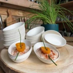 50 Verrines Ovales Biseautées Fibres Naturelles -Vacances Vaisselle Magasin verrine biodegradable ovale biseautee par 50 1
